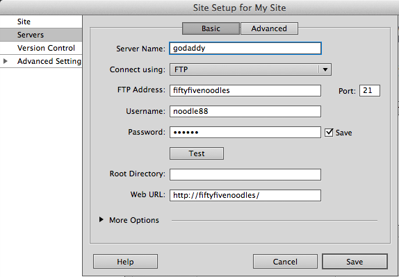 Setting up a server window